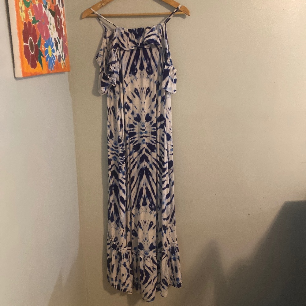 Blue and white tie dye maxi dress